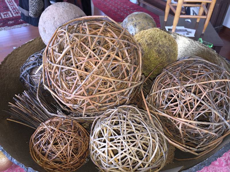 lot 119 image: Lg Artist Made Paper Bowl on wooden stand