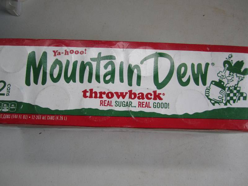 12 pack of pop  soda cans, package...