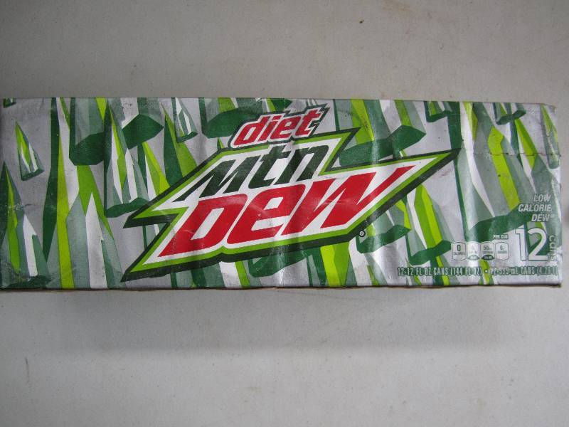 12 pack of pop  soda cans, package...