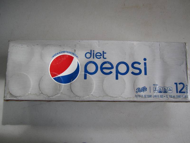 12 pack of pop  soda cans, package...