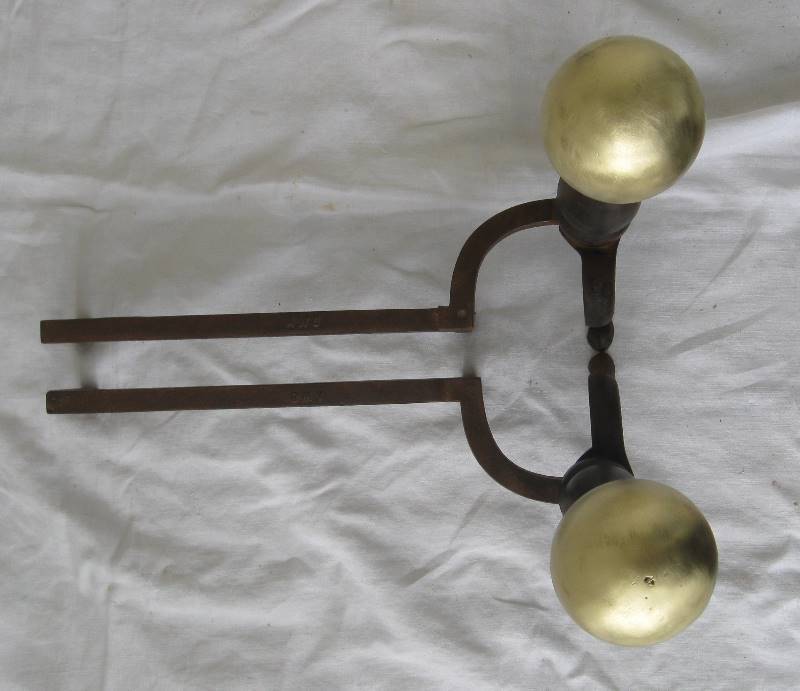 lot 7 image: Vintage Fireplace Andirons with Gold Ball