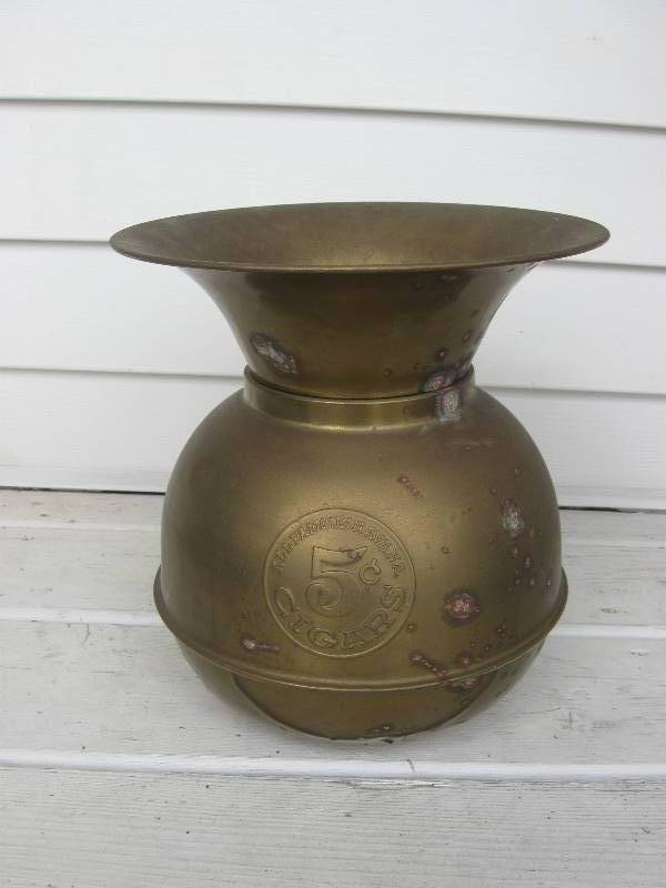 lot 21 image: Brass 5 cent Cigar Spittoon