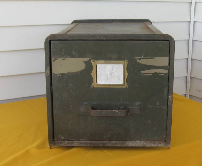 lot 35 image: Vintage, BERLOY Stacking Metal File Cabinet - Military Green