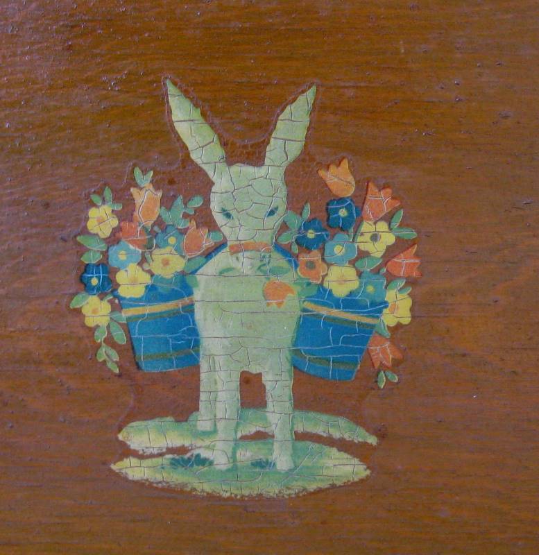 lot 41 image: Mid Century Childrens Wood Book Shelf  Bench - Great Graphics
