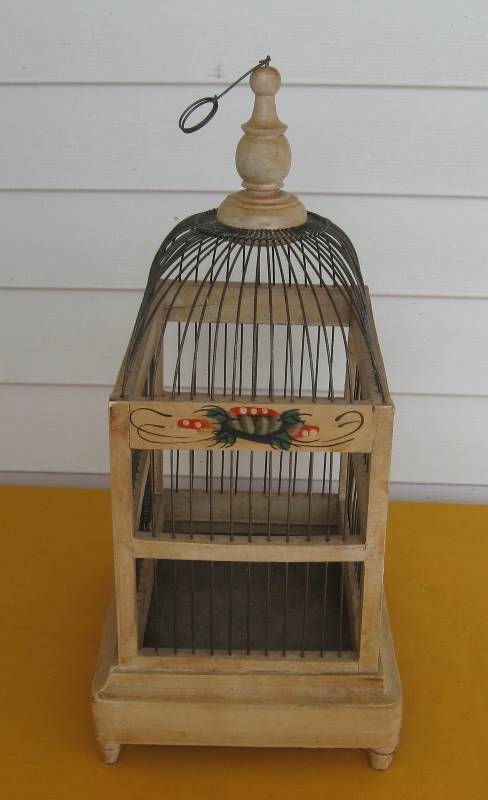 lot 53 image: Vintage Wood & Wire Bird Cage