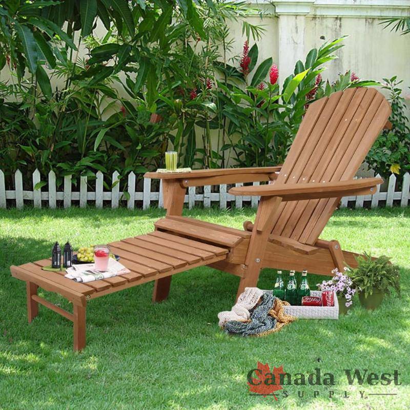 BRAND NEW SOLID WOOD LOT OF 2 X ADIRONDACK FOLDING LOUNGER CHAIRS