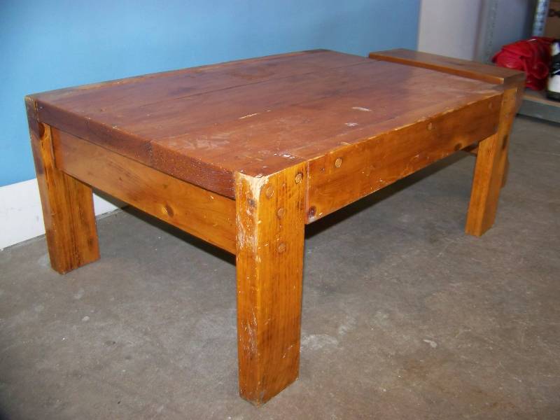 lot 48 image: Handmade, Hardwood Table and Step Stool