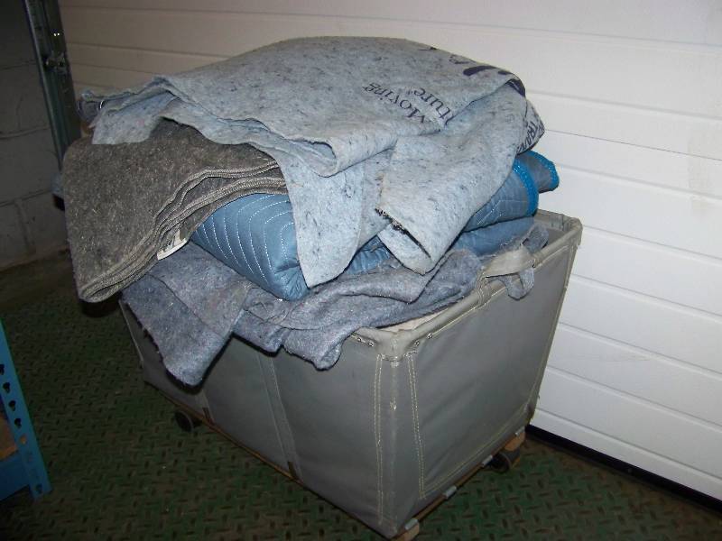 lot 25 image: Soft Sided Mail  Laundry Cart FILLED with with Shipping Blankets