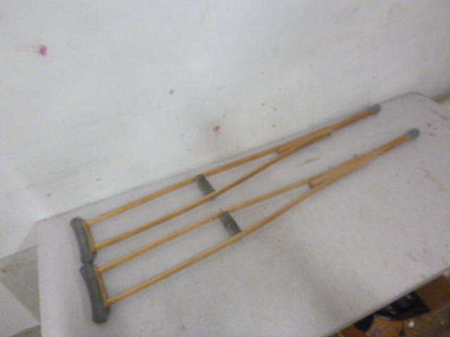 lot 51 image: Wooden Crutches