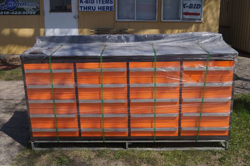 lot 35 image: Orange Steel Workbench