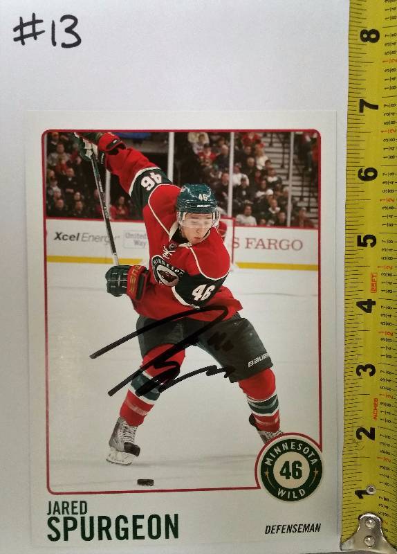 lot 13 image: Jared Spurgeon - MN Wild Autographed Photo