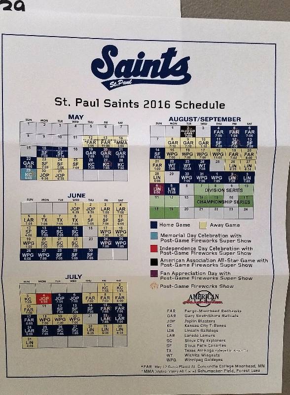 lot 39 image: (2) Saints Baseball - Outfield Reserve Tickets in May or June 2016