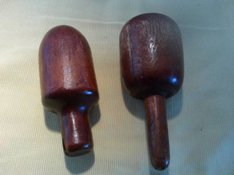 2 VINTAGE WOOD SOCK DARNERS