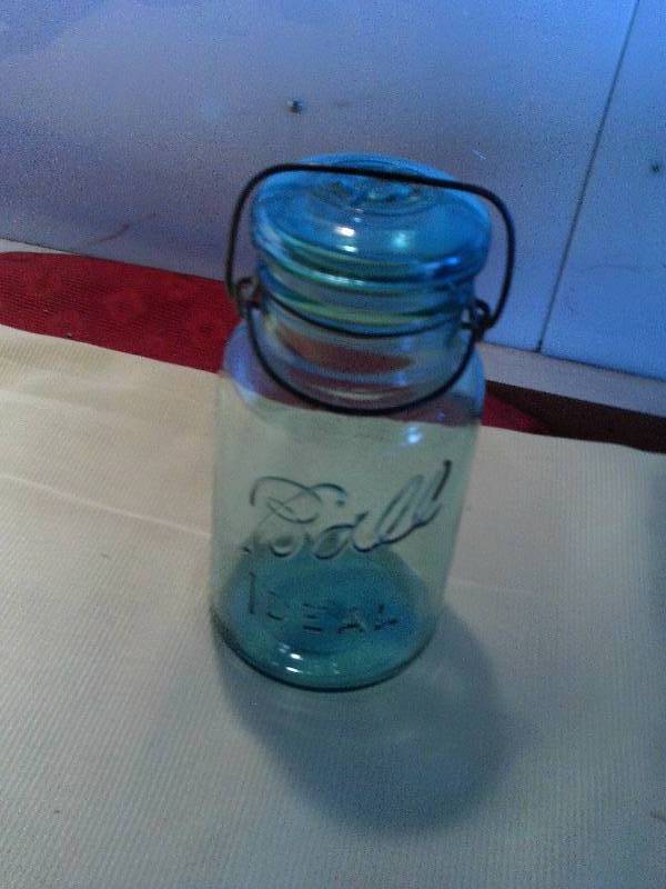 ANTIQUE GREEN BALL IDEAL JAR