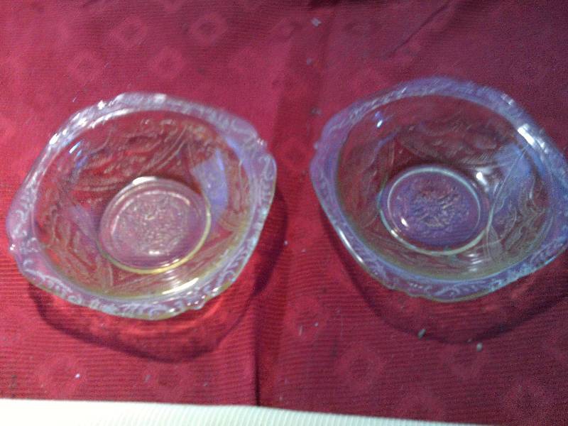 2 VINTAGE YELLOW GLASS SAUCERS