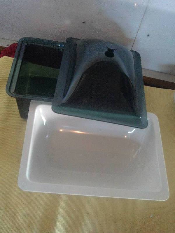 COVERED PLASTIC SERVING DISH