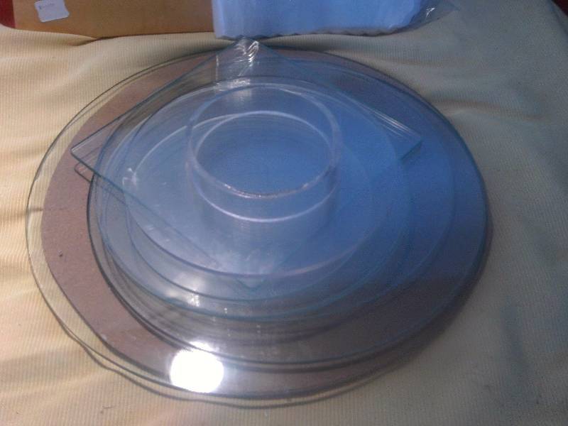GLASS CAKE ROUNDS  AND MISC
