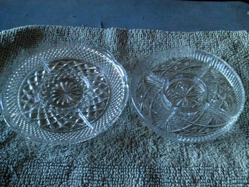 2 crystal relish trays