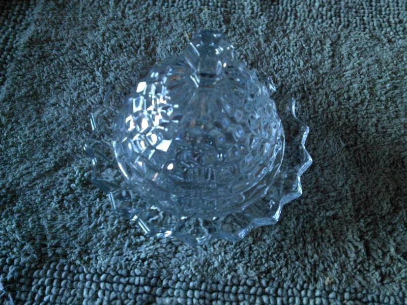 round crystal butter dish