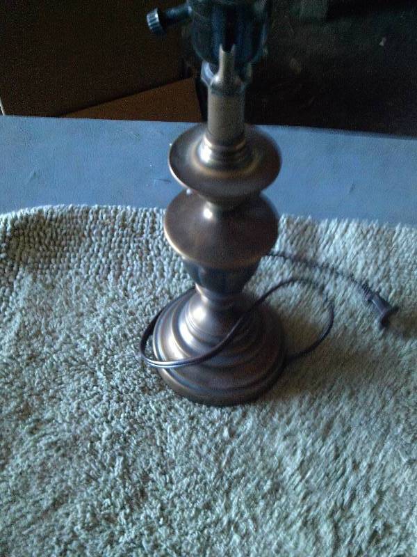 2 brass lamps and shades