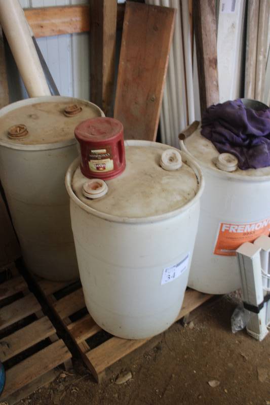 lot 34 image: Lot of (3) Plastic Barrels