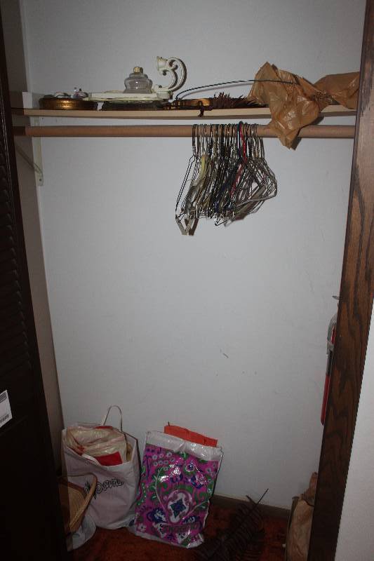 lot 213 image: Contents of Closet Including Hangars Decorations And More
