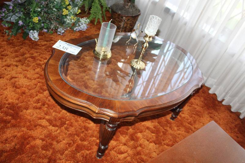 lot 238 image: Oval Glass Top Coffee Table