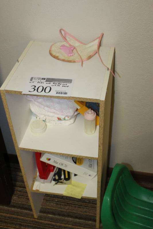 lot 300 image: Lot Including Toys Books White Shelf