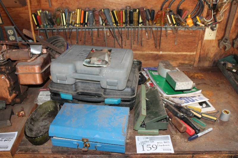 lot 159 image: Wall and Counter Top Lot Including Tools Miscellaneous Hardware