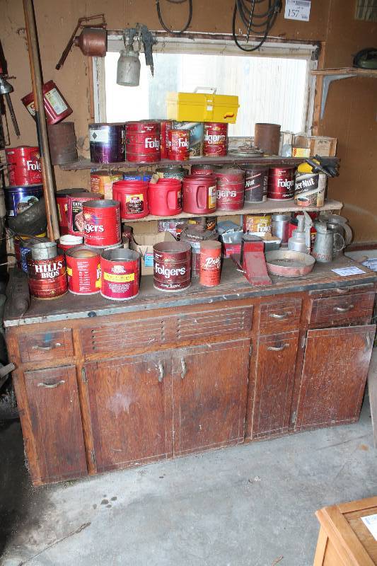 lot 151 image: Contents of Workbench Including Hardware Bench Vice