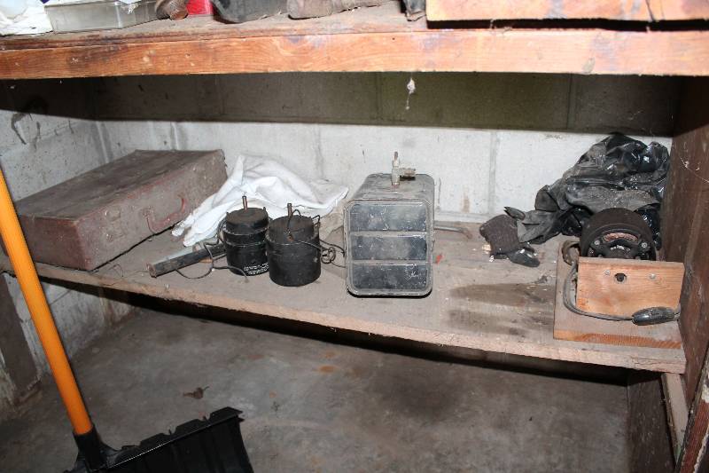 lot 163 image: Contents Beneath Workbench Including Tools Miscellaneous Hardware