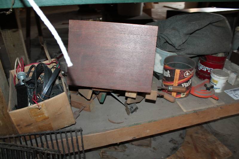 lot 176 image: Shelf Lot Including Tools Wiring Stereo Equipment Air Texture Pistol