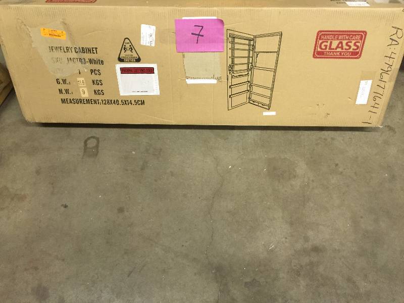 lot 7 image: Jewelry Armoire - White(JAOTD3-WHITE) New