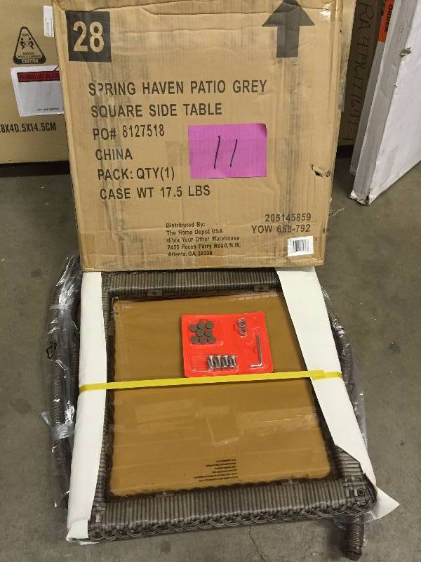lot 11 image: Hampton Bay Spring Haven Grey Patio Side Table  New