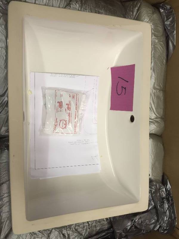 lot 15 image: American Standard Studio Rectangular Undermount Bathroom Sink in White