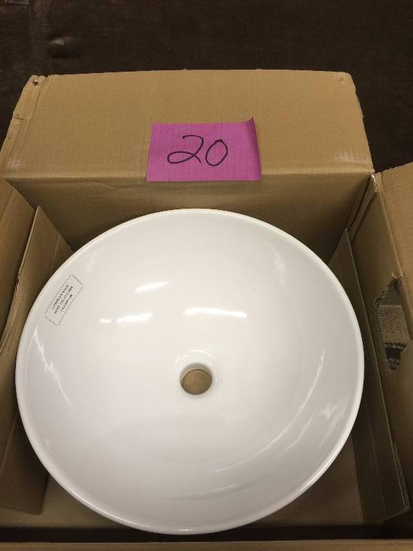 lot 20 image: Elizabethan Classics ETVWH English Turn Vessel Bath Sink in White NEW