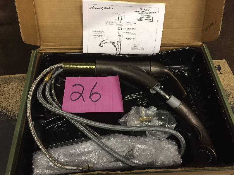 lot 26 image: American Standard Quince Single-Handle Pull-Out Sprayer Kitchen Faucet in Stainless Steel