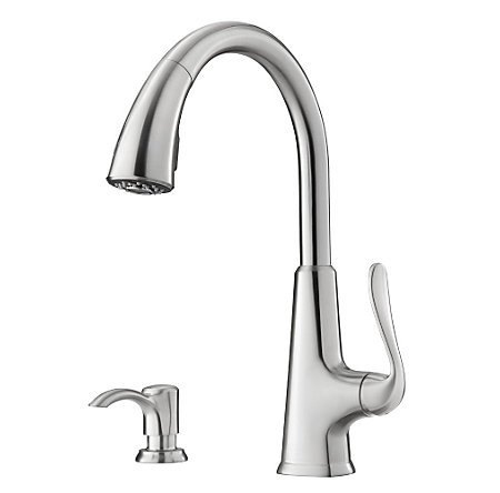 lot 93 image: Stainless Steel Pasadena 1-Handle, Pull-Down Kitchen Faucet - F-529 New