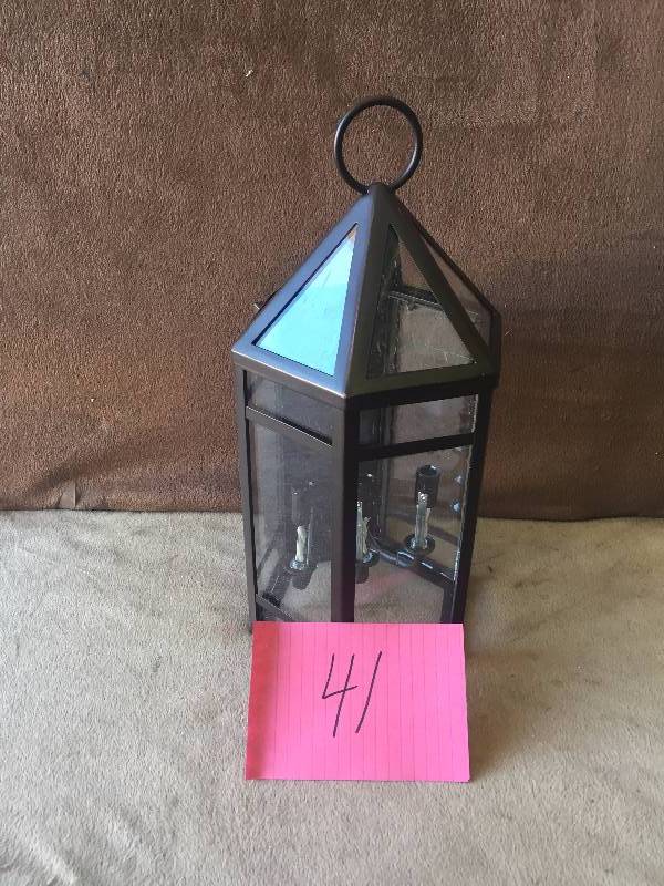 lot 41 image: Hampton Bay 3 Light Oil Rubbed Bronze Outdoor Wall Lantern 277030 New