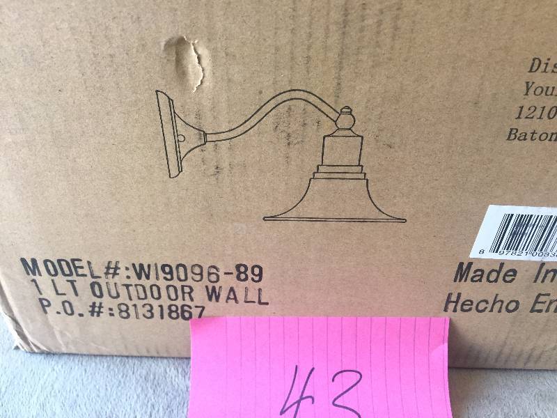 lot 43 image: Dark Sky Kingston Collection Wall-Mount Outdoor Bronze Lantern New