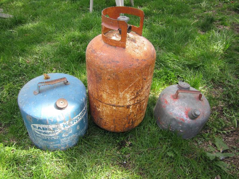 lot 105 image: LP cylinder, gas and kerosene can...