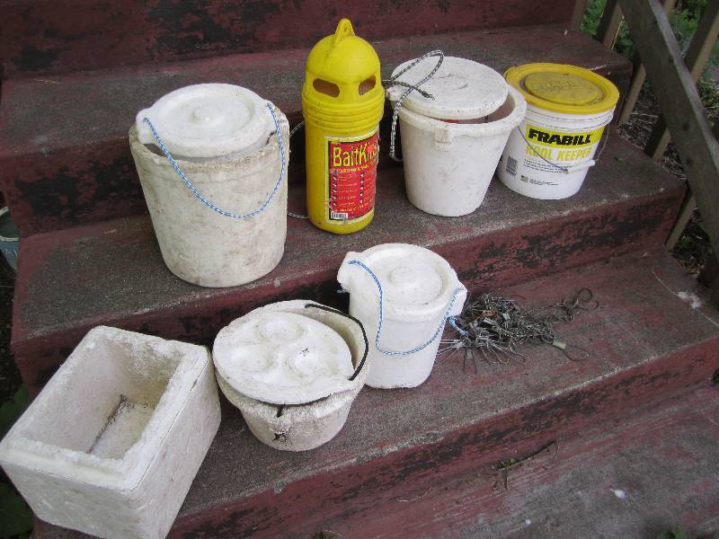lot 119 image: Bait buckets and stringer...