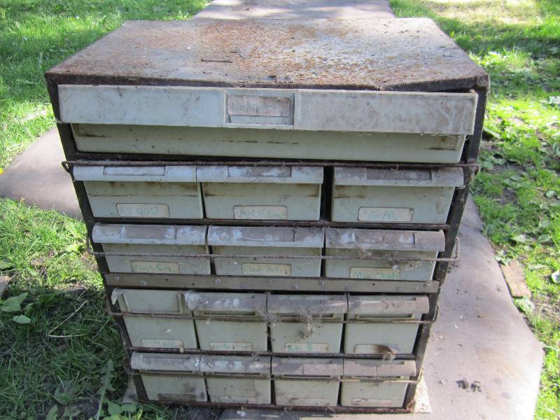 lot 199 image: Hardware sorter with latching drawe...