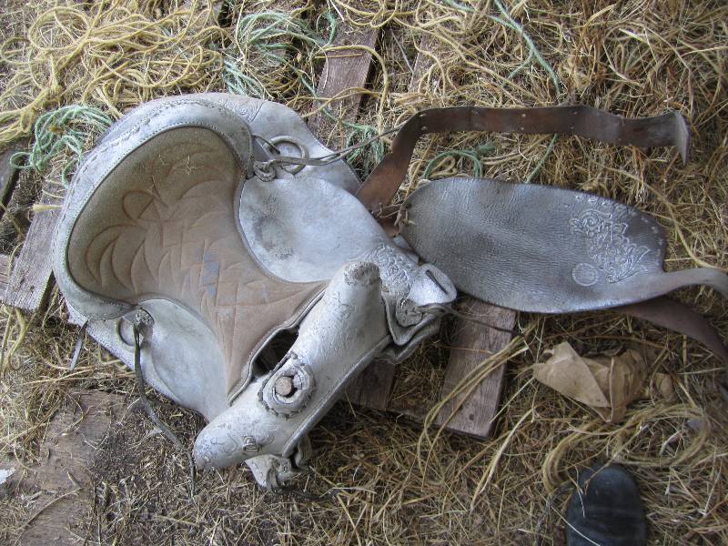 lot 412 image: Silver horse saddle...