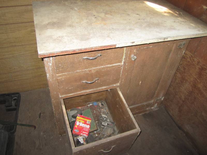 lot 434 image: Work table, top is 39 x 24 solde w...