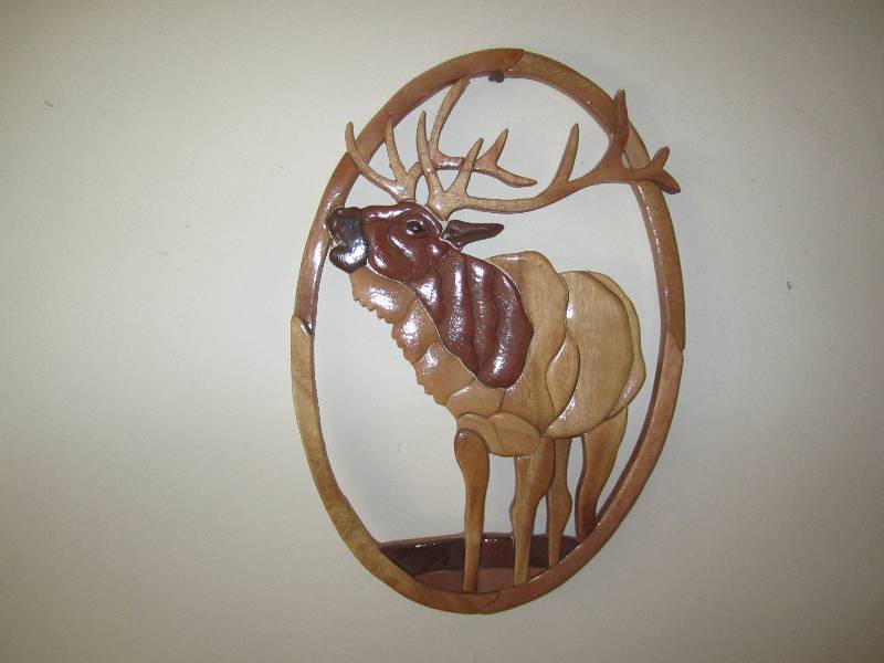 lot 16 image: Wood moose wall hanging...