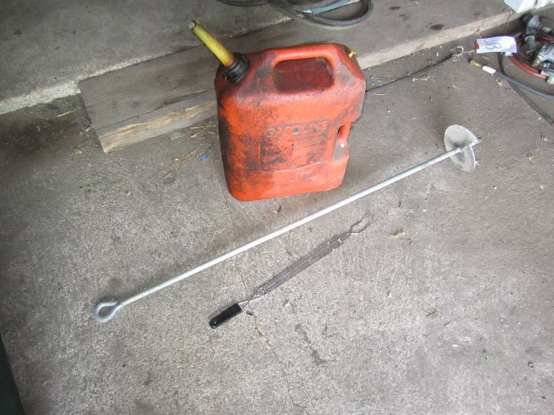 lot 623 image: Post, Gas can, BBQ fork...