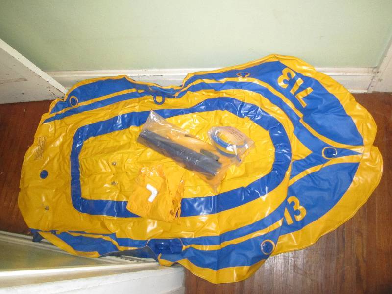 lot 565 image: Inflatible raft with paddles and pu...
