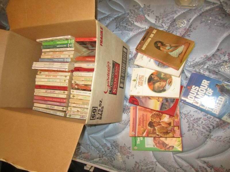 lot 577 image: Box of romance paperbacks...