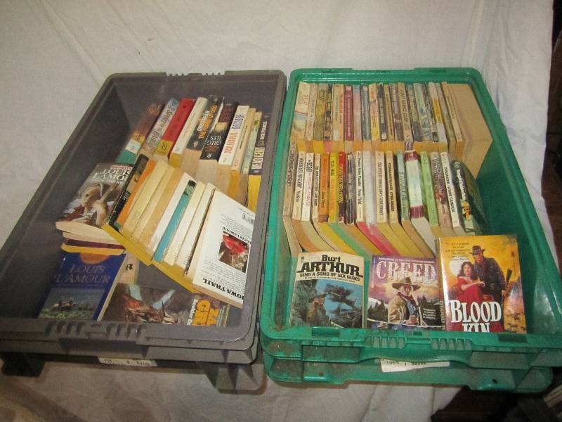 lot 658 image: 2 plastic crates of paperbacks...